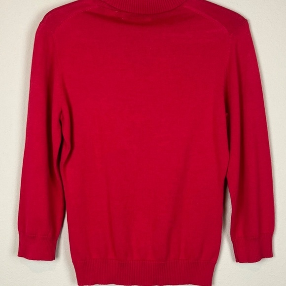 Crazy Horse Liz Claiborne Red Turtleneck Sweater Beaded Embroidered; Size M; EUC - Picture 4 of 7